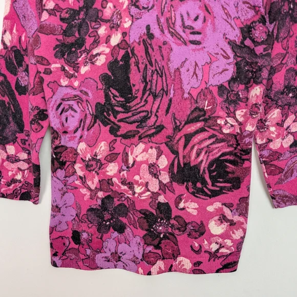 Talbots Pink Floral Cashmere Sweater - Picture 4 of 11